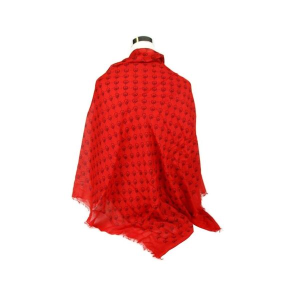 Gucci Women's Ghost Red Modal / Silk GG Skull Print Large Square Scarf - Picture 8 of 8
